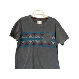 Men's WOLLNER Med Grey Tee T-Shirt Western Design Short Sleeve Cotton